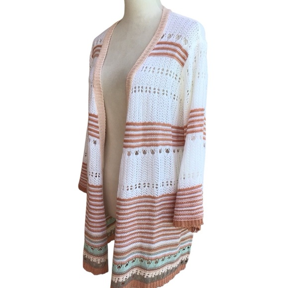 Est. 1946 Striped Knit Open Front Cardigan Duster NEW - Picture 4 of 9